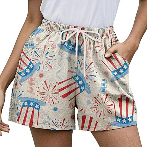 Ruiruilico Dan nezavisnosti 4. srpnja Ženski kratke hlače Ljetne casual labave fit elastične struke kućne