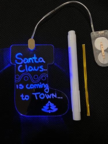 K& K Božić ukras - pisati na akril-LED svjetla za Božić-različite treperi boje-Pen & baterije uključene (Arcylic Santa čizma, LED/treperi