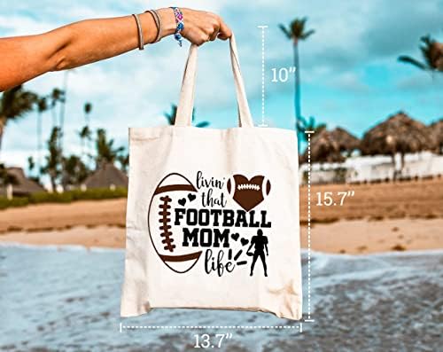 GXVUIS Livin that Football Mom Life Canvas Tote Bag For Women višekratna torba za kupovinu preko