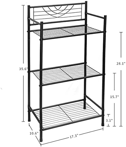 Kimzda 3-slojna metalna polica Samostojeći toranj za kupatilo stalak za odlaganje ugaoni stalak