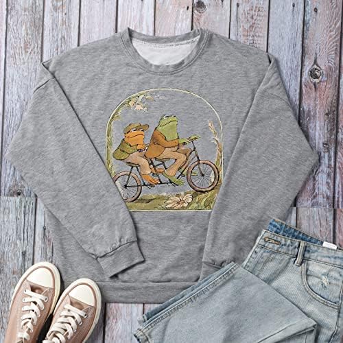 Teaha Frog i Towadshirt Mashertshirt Wonege Slatka biciklistička žaba Dugi rukav pulover vrhove najboljih prijatelja