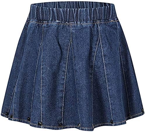 Umeyda djevojke traper suknja Casual rastezljivi struk a-line Ruffle kratke Mini Jean suknje