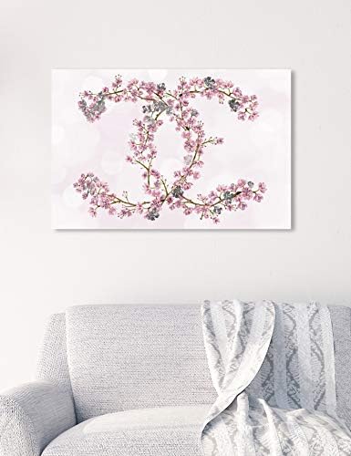 The Oliver Gal Artist Co. Modni i Glam zidni umjetnički platneni printovi 'Sakura Love Silver' Kućni dekor ,24 x 16, Pink