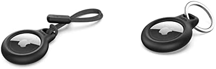 BELKIN AIRTAG futrola sa remenom, zaštitni zaštitni poklopac - crna i zračna futrola s pričvrsnim prstenom, zaštitni držač zaštitni poklopac za zračnu oznaku sa priborom za otpornost na ogrebotine - crna