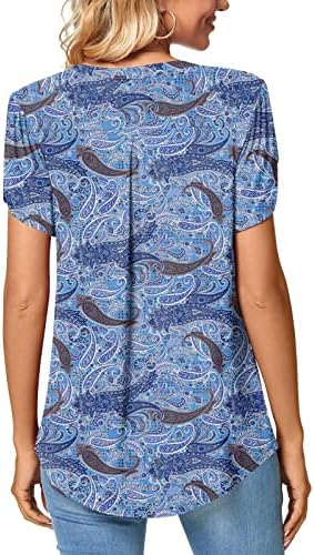 Ženski vrhovi 2023 ljetni modni rukav V majice izrez Dressy casual cvjetni ispis labavi fit tees osnovna