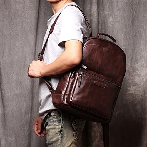 WSSBK kožni muški ruksak od 14 inčnih laptopa ruksak putni školski ruksak ruksak ruksak smeđu