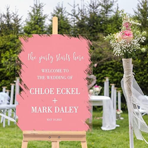 Akrilni vjenčani znak meka ružičasta čist akrilna vjenčanica Dobrodošli znak prilagodljiv svadbeni