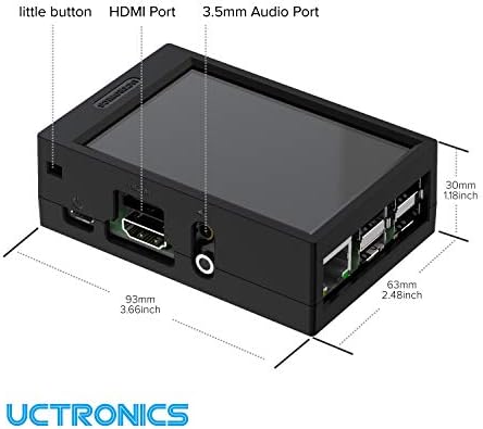 Uctronics Mini LCD ekran sa futrolom za maline PI 4, 3 b / b +, 3,5 inčni mali HDMI ekran s ekranom sa olovkom, kompatibilan sa svim maline PI B modelima