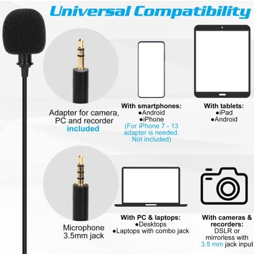 Profesionalni ocena Lavalier rever mikrofon za Nokia 800 TOUGH kompatibilan sa iPhone telefonom ili blogovima fotoaparata Vlogging ASMR snimanje video maleni mikrofon s jednostavnim isječkom na sistemu