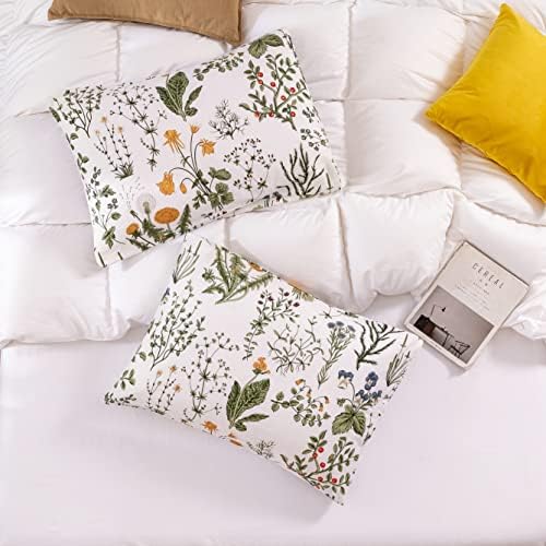 ECOCOTT pamučni jastučnici kraljevske veličine, cvjetni prinkt uzorak jastuk 2 pakovanje, super mekani zatvarač za zatvaranje standardnog jastuka