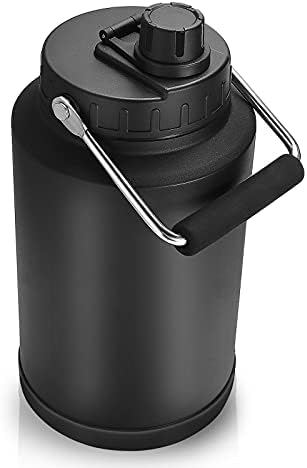 Sursip 128oz izolirani vodeni vrč, jedna batronska vakuumska čelika dvostruka zidana boca sa drškom sa drškom od nehrđajućeg čelika, 18/8 izolirane boce sa hranom, putni pitke vode za piće-crna
