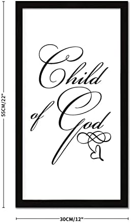 22x12in Framed potpisan pozitivan pozitivan izrekao dijete Božje Biblijske stihove crne okvira