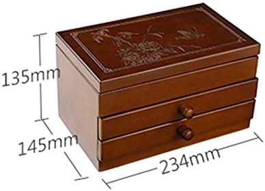 Irdfwh drvena kutija za nakit, Jewel Case Caselet Armoire Prsten ogrlice Organizator poklopca Organizator
