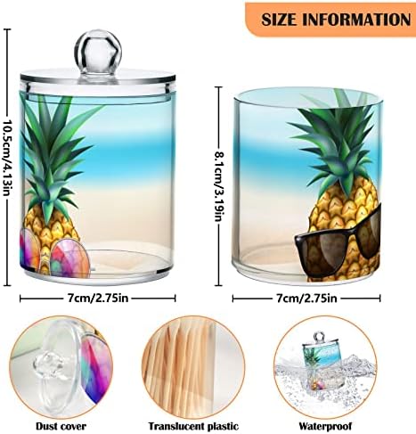 Sunčane naočale od ananasa u plaži pamuk držač pamuka držač kupaonice posude s poklopcem Postavite pamučni kuglični jastučići držač okruglog rublja za pamučnu kugličnu ploču za rude kupaonice, 4 pakovanje