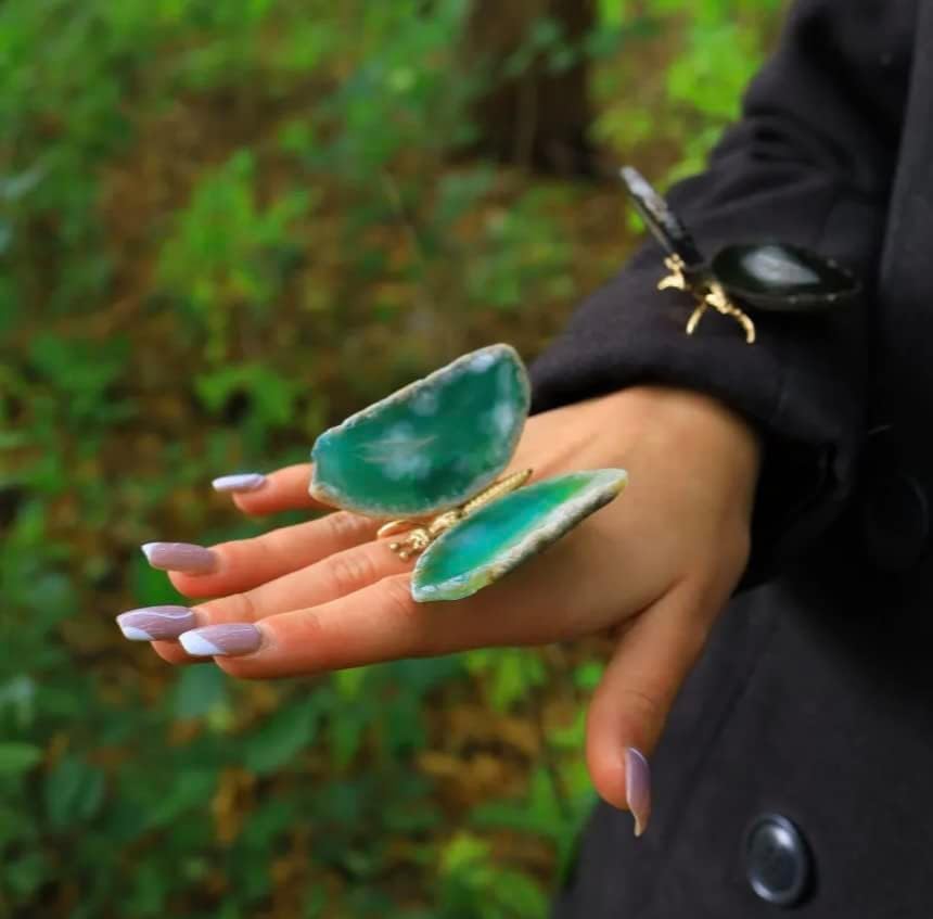 Prirodni agat slice leptir kristalno ružičasta plava ljubičasta zelena zlatna dječja tuširanja rođendana