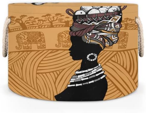 Žena afričke velike okrugle korpe za odlaganje korpi za veš sa ručkama pokrivač korpa za odlaganje