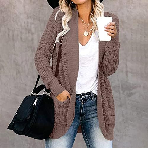 RMXEI ženski ležerni džemper čvrsta boja dugih rukava dugih rukava kaput žene