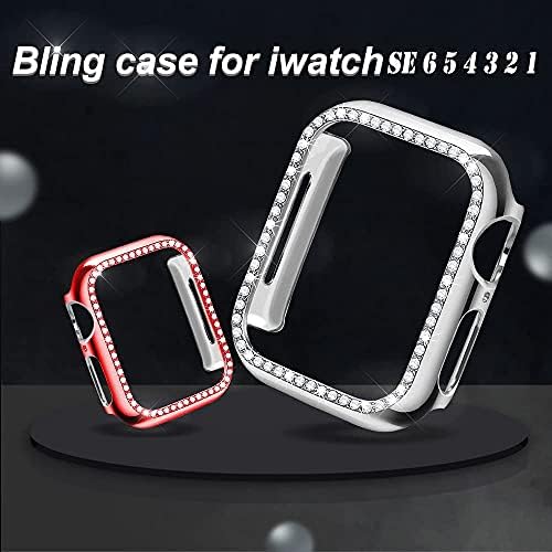 BLING IWATCH CASE 44mm Kompatibilan je za Apple Watch seriju 6/5 / 4 / SE, Apple Watch Band 42mm Kompatibilan je za Apple Watch 42mm / 44mm / 45mm (srebro)