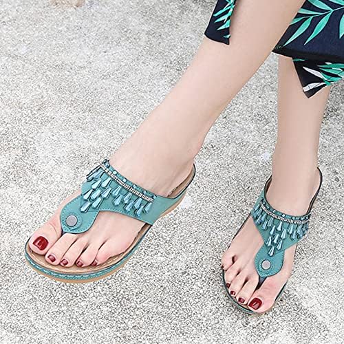 Ženska plaža Flip flops s lukom potpore Bohemian Clip nožni sandalovi Ljetni casual rinestone kline sandalne cipele