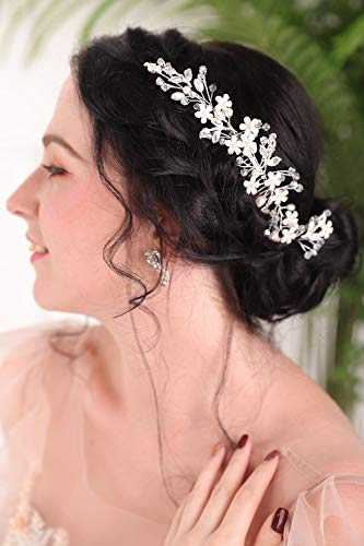 FXmimor svadbena krema bijeli cvijet Rhinestone kristalni biser češalj srebrni dodatak za kosu češalj za kosu