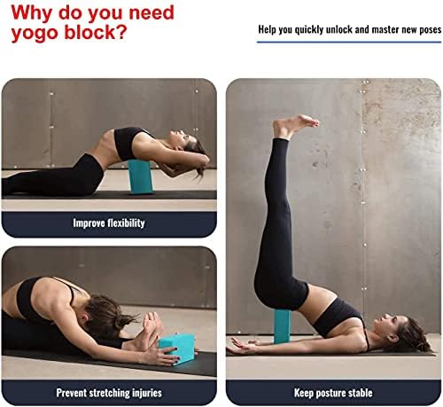 4 paket joga blokira 9''x6'''x3 '' visoke gustoće joge blokove pjene za proizvodnju za poboljšanje čvrstoće + 5 paketa Yoga Stretch bend s metalnim D prstenom kopčom