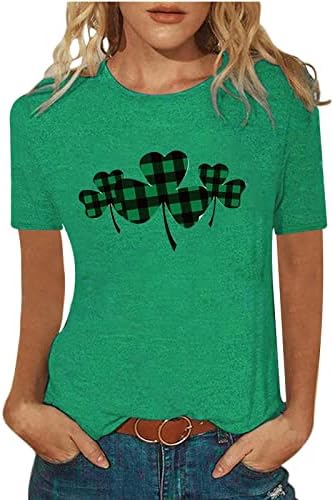 Dnevna majica St.Patrick za žene Shamrock bluza O vrata labave majice Thirts kratki rukav djetelina Print