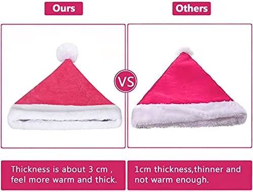 Eoocan Santa šešir, Santa šešir za djecu, Unisex baršun Comfort Pink Božić šeširi Extra zgusnuti klasični