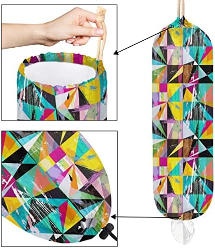 Geometrijski umjetnički držač plastične torbe držač torbe za namirnice sa podešavanjem Vezica za višekratnu upotrebu zidna torba za smeće Organizator dozator za kuhinjska kućna putovanja, 22 x 9 inča