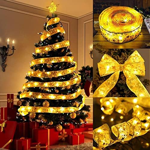 Kids ukrasi za božićno drvo Ribbon Lights zlato/srebro 32ft 100 LED svjetla dvostruko bronzani slojevi bakar