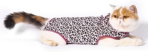 Jiupety CAT hirurški odijelo za oporavak, mačja bod za trbušnu ranu nakon operacije ili kožnih bolesti, zamjena e-ovratnika, veličine XL, hirurške mačke protiv lizanja, ružičasti leopard.