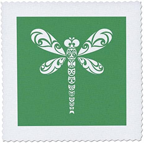 3Droza Zmajsko bijelo plemenski plemenski tattoo style Art na zelenom - jorgani kvadratima