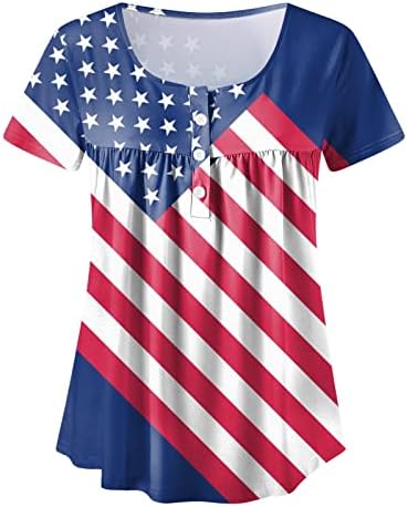Košulja žene kratki rukav Dan nezavisnosti za žene Plus Size Američki 4. jula štampani V izrez kratki