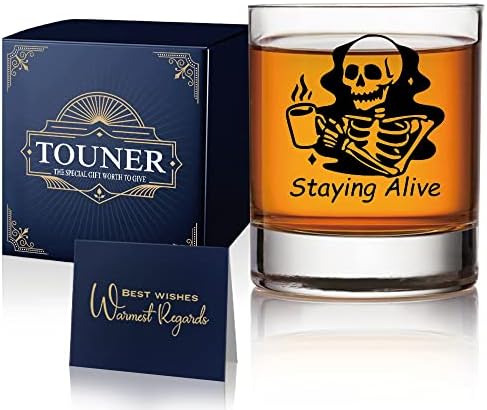 Touner Staying Alive Whisky naočare, Halloween Skull Whisky Glass, Funny rođendanski pokloni za muškarce, Funny
