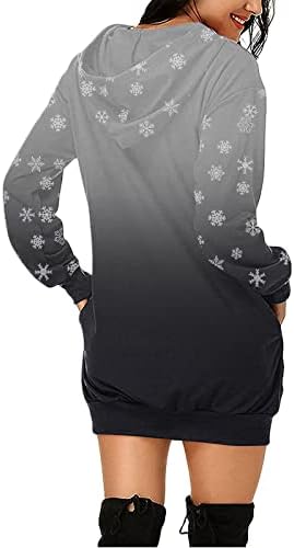 Ruziyoog zimska haljina za žene trendi crno vino staklo štampane Hoodies haljine Casual Loose Fit