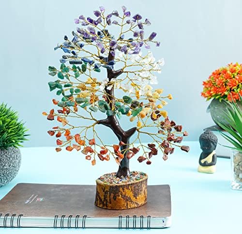 7 Čakra stabla života - kristalno stablo za pozitivnu energiju, privlačite sreću, Feng Shui Money Bonsai - dragi stablo, prirodna sedam izlječenja čakre, ukras u kući - duhovni poklon