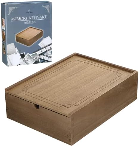 WEBU Drvena kutija - Drvena kutija sa poklopcima, kutije za čuvanje kliznim poklopcima za nakit, sitnice, pisma, suvenire, fotografije, mementos-memorijska kutija napravljena od lakiranog Paulownia Wood-12 X9 X3.5