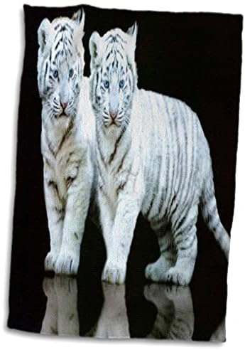 3drose cvjetni životinje - bijeli tigrasti mladunci - ručnici