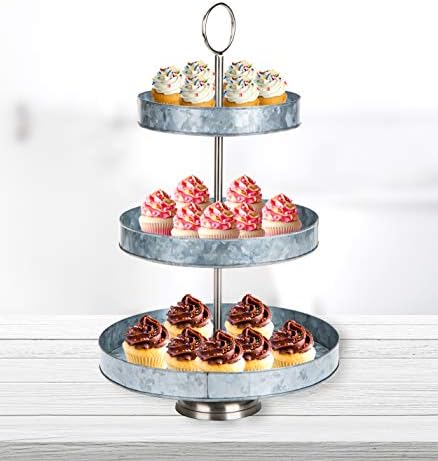 Mind čitač pocinčani čelični kolač kolač, desertni stalak sa ručkom, rustikalni dizajn predjela za posluživanje toranj u ladici, tined ceradnice, srebro