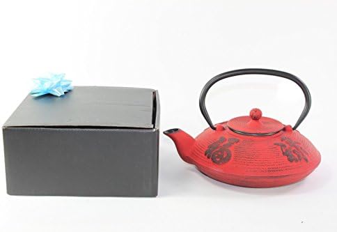 Japanski antikvitet 24 FL Oz Red Fu Lu Shou Xi Kineski liveni željezni čajnik Tetsubin s infusirom