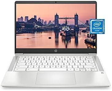 HP Chromebook 14 Laptop, Intel Celeron N4000 Procesor, 4 GB RAM-a, 32 GB eMMC, 14 HD ekran, hrom, lagani računar sa web kamerom i dvostrukim mikrofonima, dom, škola, muzika, filmovi