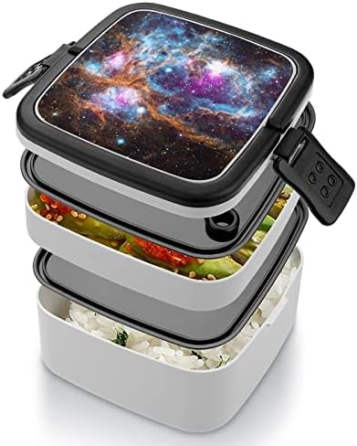 Fantasy Galaxy Starry ručak Portalni dvoslojni bento kutija Veliki kapacitet za ručak kontejner za hranu sa kašikom