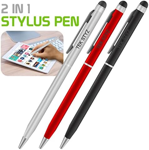 Pro stylus olovka za vrlokool R623 sa mastilom, visokom preciznošću, ekstra osetljivim, kompaktnim obrascem za dodirnim ekranima [3 pakovanje-crno-crveno-srebrna]