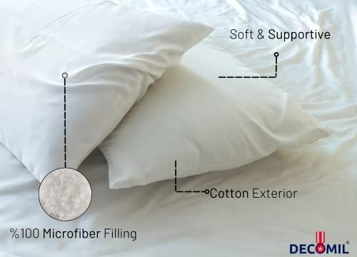 Dekomil - Standardni jastuci set od 2 - jastuci veličine kralja | mikrofiber | Napravljeno u Turskoj | Fiber punjenje u potpunosti | Spoljašnjost pamuka