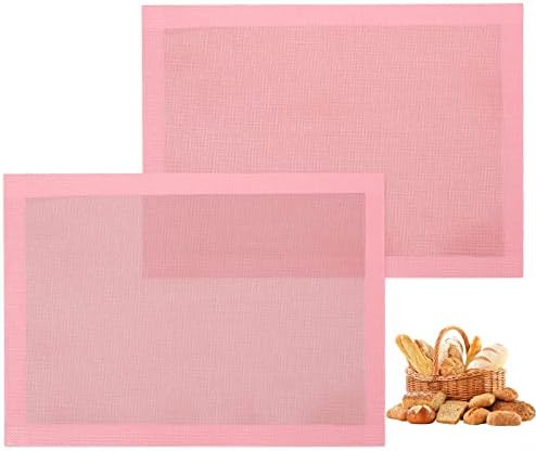 Perforirane prostirke za pečenje, 2 kom Pink Eclair silikonska prostirka za pola lista, ulošci za rernu za višekratnu upotrebu za pravljenje hleba / pice/peciva / kolačića 11 5/8 x 16 1/2, Sakura Pink