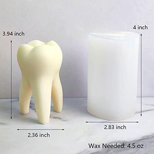 Kalup za svijeće zuba, silikonski kalupi velikih zuba za voštane smole zadivite ručno radno izrađene sapunice,