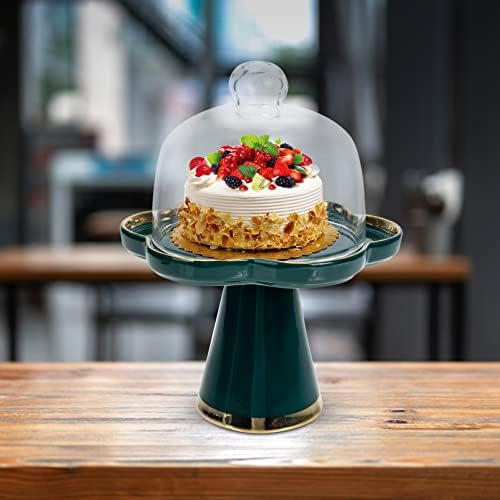 Ipetboom Cupcake Display Stand cake Stand keramički stalak za kolačiće u obliku cvijeta sa prozirnim staklenom kupolom za tortu s pločom za deserte stalak za pecivo poslužavnik za grickalice Cupcakes