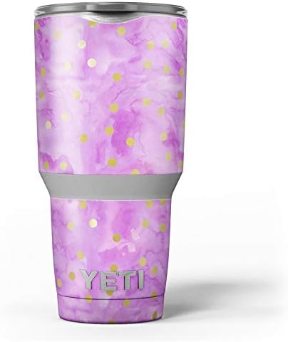 Dizajn Skinz Gold Polka Točke preko Grungy ružičaste površine - Koža naljepnica Vinil zamotač kompatibilan s Yeti Rambler Cooler Tumbler čaše