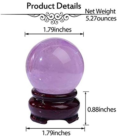 Crystal Agogos Kristal 1,8 inča Purple Crystal Ball, prirodna kvarcna sfera Dragi kamen zacjeljivanje kristalne lopte sa postoljem