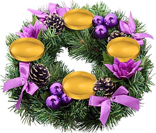 Purple Ribbon Advent Wrend prsten za svijeće za slanje svijeća - velike veličine - božićni
