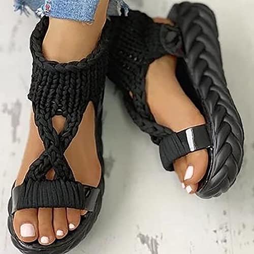 USYFAKGH ženske sandale na platformi klasične ljetne sandale na platformi za žene pletene sandale za riblja usta